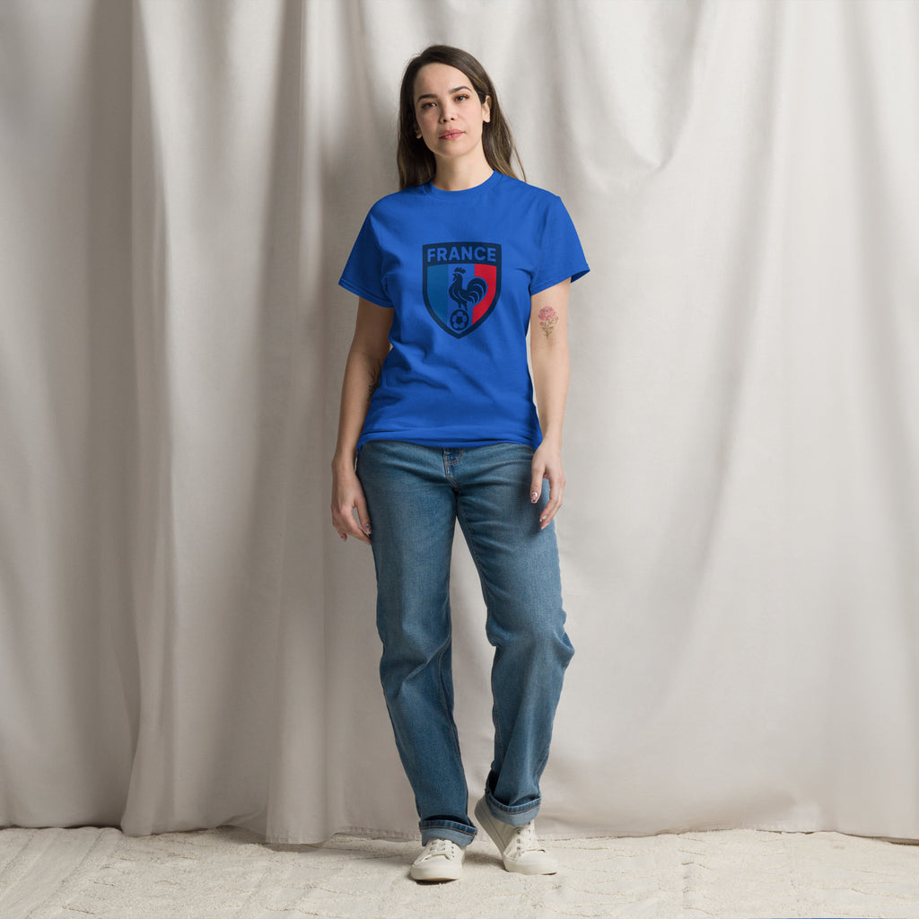 France Football Unisex T-Shirt – French National Team Supporters Tee | Royal Blue, Red & White | Adult Sizes S-XXL